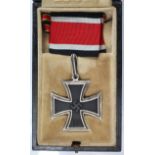 German Knights Cross of the Iron Cross in fitted case, reverse of three piece constructed cross