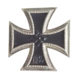 German Nazi Iron Cross 1st Class, brass pin, maker marked '4'.