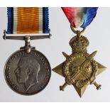 1915 Star and BWM to 2412 Pte J Mitchell R.Highrs. Entitled to the Silver War Badge. Served with 1/