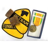 American Vietnam war a scarce "Tunnel Rat" arm shield, Vietnam service medal, etc.