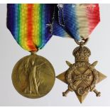 1915 Star and Victory Medal to 9395 Pte D Lauder R.Highrs. Wounded 1915. Served with 9th Bn. (2)