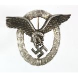 German Pilots Luftwaffe badge with Junker maker mark