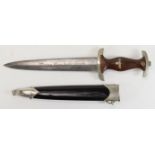 German Nazi SA Dagger with black scabbard. Cross guard stamped 'Ia'. Blade maker marked 'RZM M7/