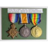 1915 Star Trio to 15418 Pte C E Bond Suffolk Regt. Killed In Action with 9th Bn on 16/9/1916