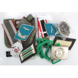 Various German Nazi and post-war medals, badges, uniform epaulettes, belt buckle, etc etc. (qty)