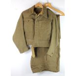 WW2, 1940 pattern battle dress blouse and trousers to a Lieut in the RAPC complete with original
