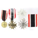 German War Merit Crosses, Nazi era, 4x different grades