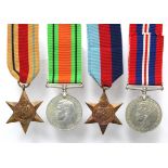 WW2 Casualty group - 1939-45 Star, Africa Star, Defence & War Medals, named casualty medal slip