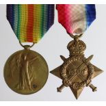 1915 Star and Victory Medal to S-5065 Pte J Nicholson R.Highrs. Served with 10th Bn. Wounded