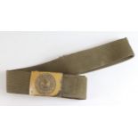 German 3rd Reich Africa Corps Belt and Buckle. Maker: J.F.S Leather Buckle Tab Dated 1937.