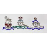 Sweetheart badges (3) marcasite - comprising 2x Royal Artillery (white metal & unmarked silver) -