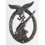 German Nazi Luftwaffe Flak Artillery Badge, no maker mark