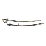 French / US type Cavalry Troopers Sword c1860. Ribbed leather grip, brass guard, 3 bar hilt (inner
