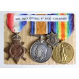 1915 Star Trio to 4621 Pte A Mitchell R.Highrs. Served with 4th Bn. Entitled to the Silver War