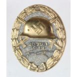 German Adolf Hitler Bomb Plot 20th Juli 1944 Wound badge, maker marked '2' & '800' but sold as a