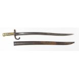 Bayonet - French 1868 dated Chassepot bayonet with scabbard.
