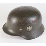 German Nazi M35 Double Decal Helmet with liner and chin strap, helmet in its original apple green