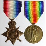 1914 Star and Victory Medal to 1906 Pte J F McWalters 2/R.Highrs (McWalter on Victory Medal), one of