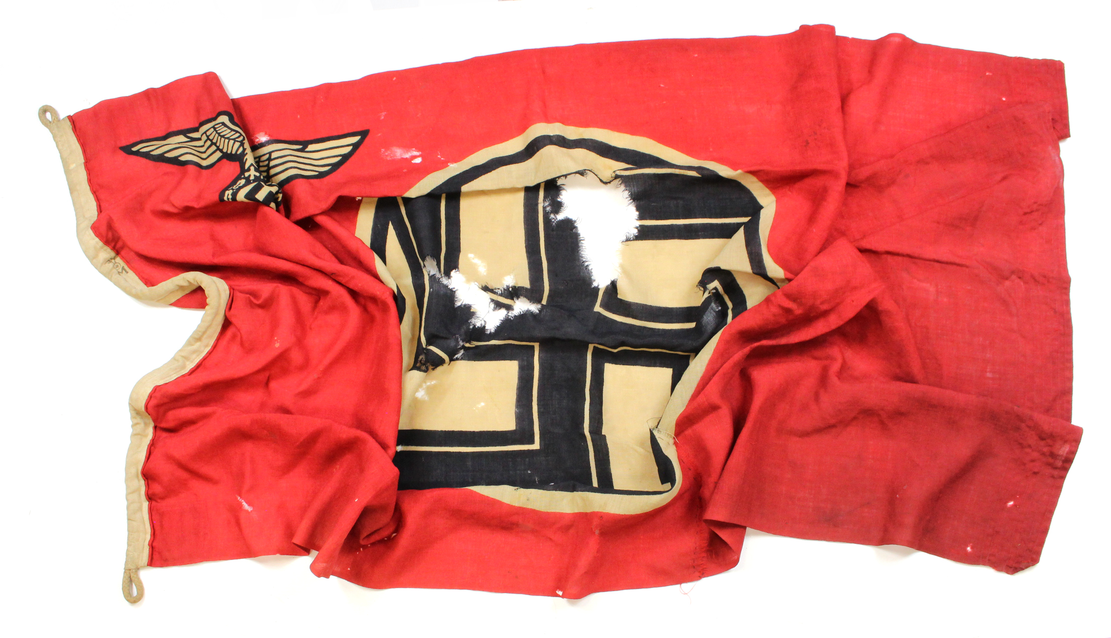 German Nazi large Reich flag in poor condition, vendor states found in a building in Hamburg 1945.