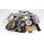 St Johns ambulance badges, ephemera, large amount in wicker case.