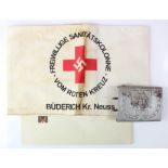 German DRK Red Cross Nazi era belt buckle, fittings ok, plus armband