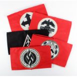 German Nazi arm bands various Nazi organisation, six off, all possibly good copies.