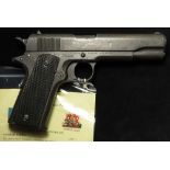 Pistol - a scarce WW2 Colt Model 1911, .45 Calibre Automatic, left slide, frame with patent dates to