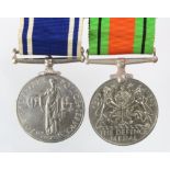 Police Long Service Medal GRVI with Defence medal mounted for wearing to Inspector Arthur J Clarke