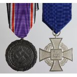 German Nazi Luftshutz Medal, and 25 Years Faithful Service Medal. (2)