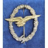 German Luftwaffe Glider Pilots badge in fitted / titled box