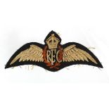 Badge RFC Pilots wings, cloth, removed from uniform