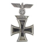 German Iron Cross 1st class Imperial / Nazi double award, pinback, private purchase solid one