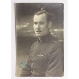 Australian Flying Corps - a superb original hand signed postcard size photo of Lieut Archie Roy