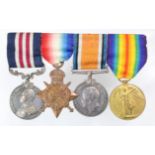 Military Medal and 1915 trio mounted for wearing to 430457 Pte A W Roberts 20th London Regt (