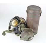 German Gasmask 1942 lens with tin, owners initials painted to lid