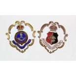 Sweetheart badges (2) brass & white faced enamel, comprising 43rd. & 52nd Foot, Ox. & Bucks. Light