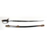 Re-enactors American Civil War Sword 1850 with scabbard. Blade engraved both sides, with the letters