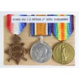 1915 Star Trio to S-2883 Pte C B Hepburn R.Highrs. (Pair with correction to initials). Served with