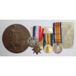 1914 Star Trio (entitled to Clasp, but missing) with Death Plaque, Memorial Scroll, photos etc, to