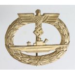 German Nazi U-Boat Badge, maker marked 'L/18'.