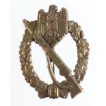 German Nazi Infantry Assault Badge, bronze class, hollow back