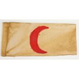 Turkish WW1 style red crescent armband as worn by medics, official stamp to reverse