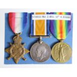 1915 Star Trio to 5698 Pte J Bell R.Highrs. Served 10th Bn. (3)