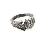 WW2 US Woman’s Air force Service Pilots (W.A.S.P) Silver ring (acid tested for silver). UK size