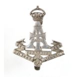 Badge Yorkshire Regiment Officers unmarked silver cap badge with unusual hook and one lug original