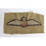 RFC Pilots Wings on khaki drill fabric