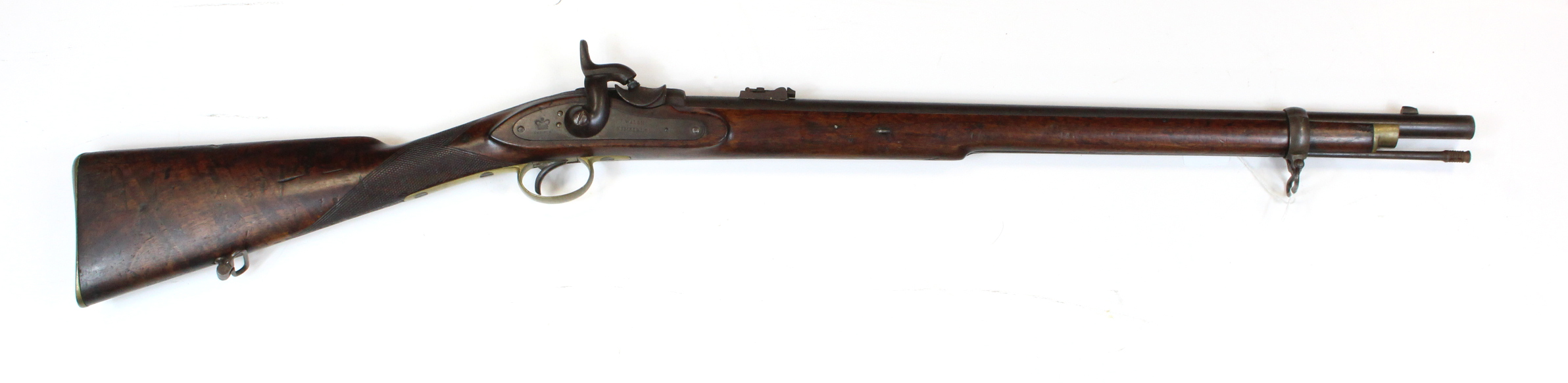 South African mid 19th century Volunteers short rifle with 26 inch barrel, with single barrel band