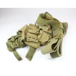 British & Empire 08 pattern webbing, two ammo pouches, belt and shoulder straps, some are WW1 dated