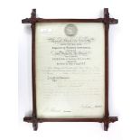 Royal Humane Society framed Certificate presented to Richard Stannard for his action on 7th Sept