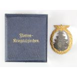 German Kriegsmarine High Seas Fleet war badge, maker AS in fitted case